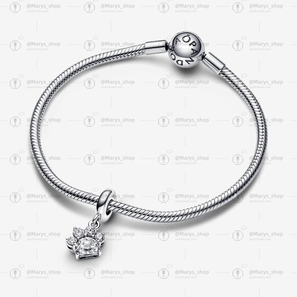 Pandora Sparkling Pet Paw Print Dangle Charm - Picture 3 of 5